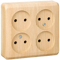 Розетка без заземления накладная Systeme Electric Этюд Дача 4-м. сосна картинка